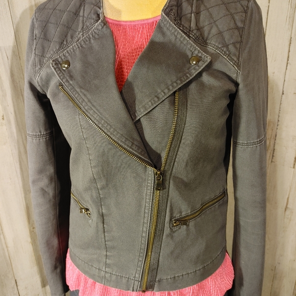 Gap gray moto jacket sz 4 - Picture 4 of 8